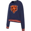Pro Standard Womens NFL Mash Up Crewneck Sweatshirt(Midnight Navy/Orange/Midnight Navy)