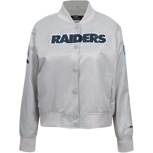 Pro Standard Womens NFL Las Vegas Raiders Classic Chenille Satin Jacket Silver M