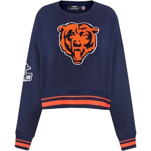 Pro Standard Womens NFL Mash Up Crewneck Sweatshirt(Midnight Navy/Orange/Midnight Navy)