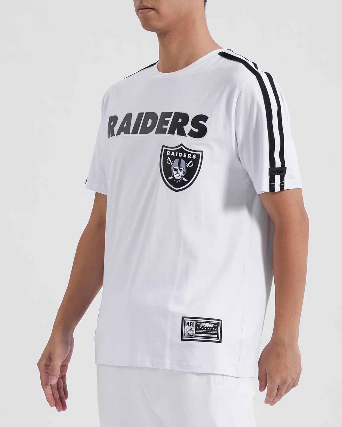 image:imagePro Standard Mens NFL Mesh Cotton Single Jersey Taping TeeWhiteBlack