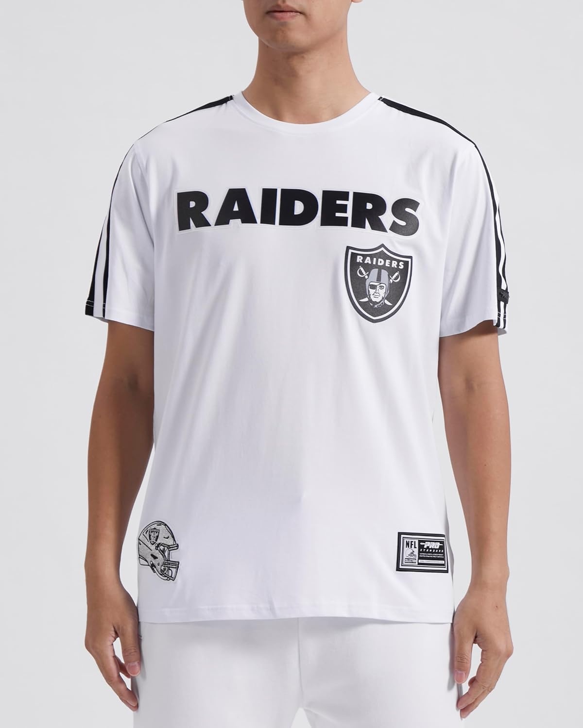 image:imagePro Standard Mens NFL Mesh Cotton Single Jersey Taping TeeWhiteBlack