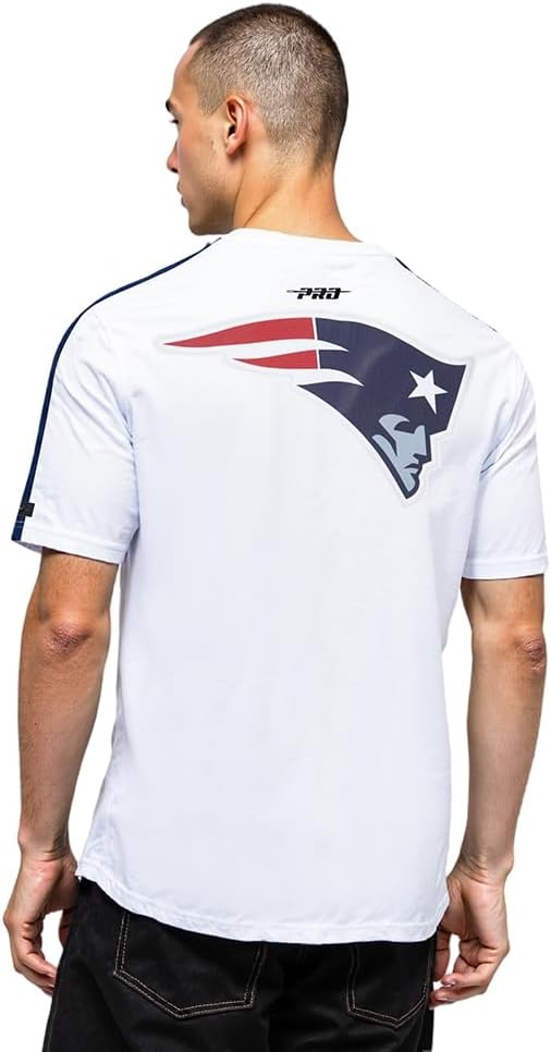 image:imagePro Standard Mens NFL Mesh Cotton Single Jersey Taping TeeWhiteMidnight Navy