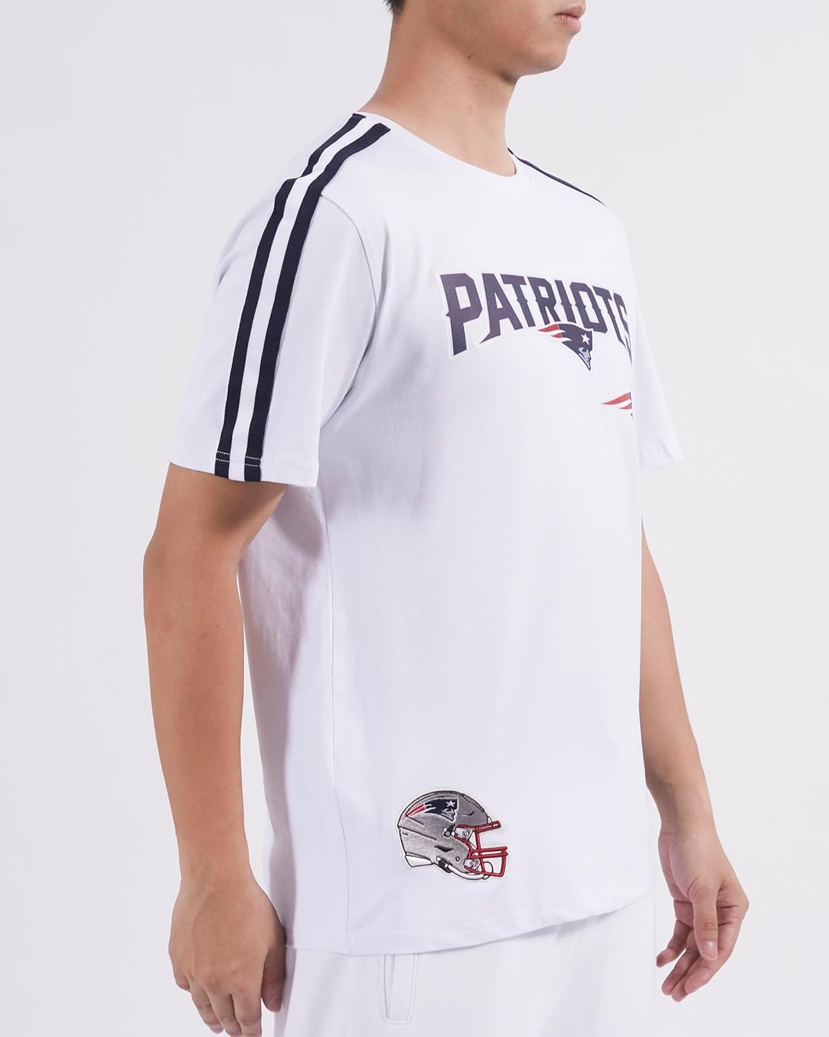 image:imagePro Standard Mens NFL Mesh Cotton Single Jersey Taping TeeWhiteMidnight Navy