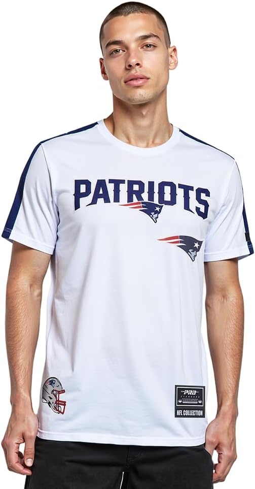 image:imagePro Standard Mens NFL Mesh Cotton Single Jersey Taping TeeWhiteMidnight Navy