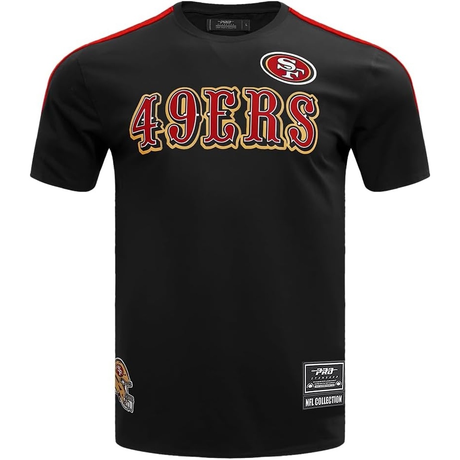 image:imagePro Standard Mens NFL Mesh Cotton Single Jersey Taping TeeBlackRed