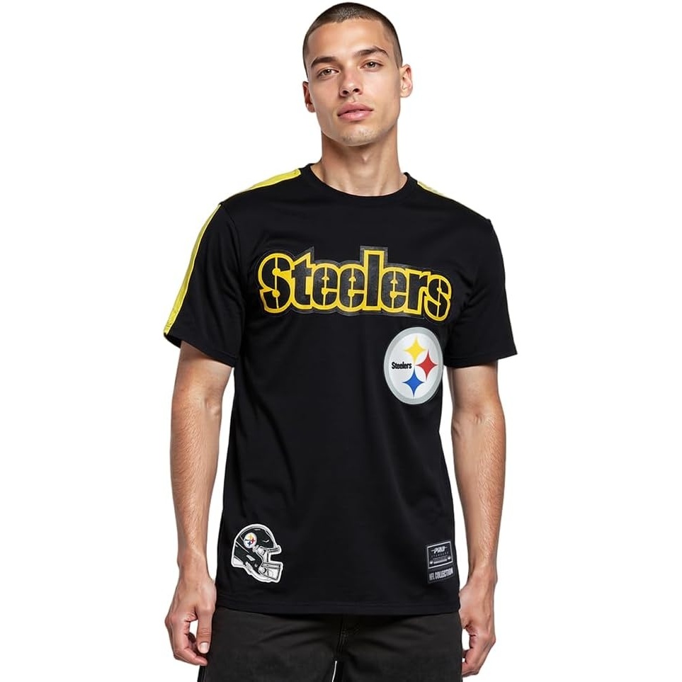 image:imagePro Standard Mens NFL Mesh Cotton Single Jersey Taping TeeBlackYellow