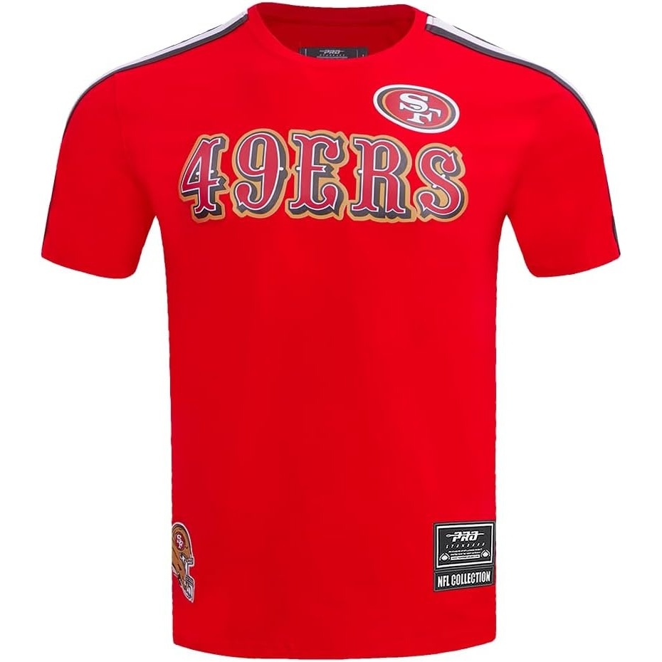 image:imagePro Standard Mens NFL Mesh Cotton Single Jersey Taping TeeRedBlack