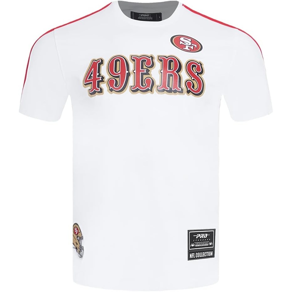 image:imagePro Standard Mens NFL Mesh Cotton Single Jersey Taping TeeWhiteRed