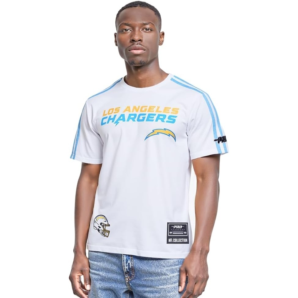 image:imagePro Standard Mens NFL Mesh Cotton Single Jersey Taping TeeWhiteUniversity Blue