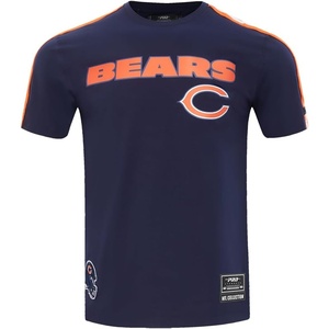 Pro Standard Mens NFL Mesh Cotton Single Jersey Taping Tee(Midnight Navy/Orange)