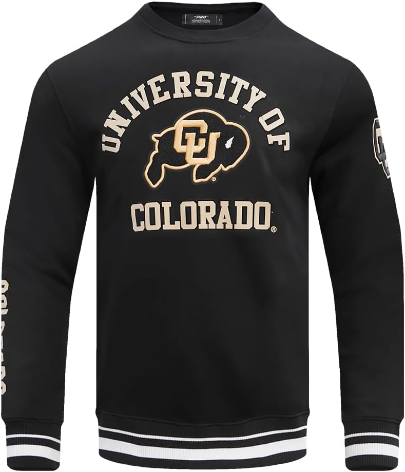image:imagePro Standard NCAA mens Pro Standard Mens Classic Chenille Brushed Back French Terry Crewneck SweatshirtBlack