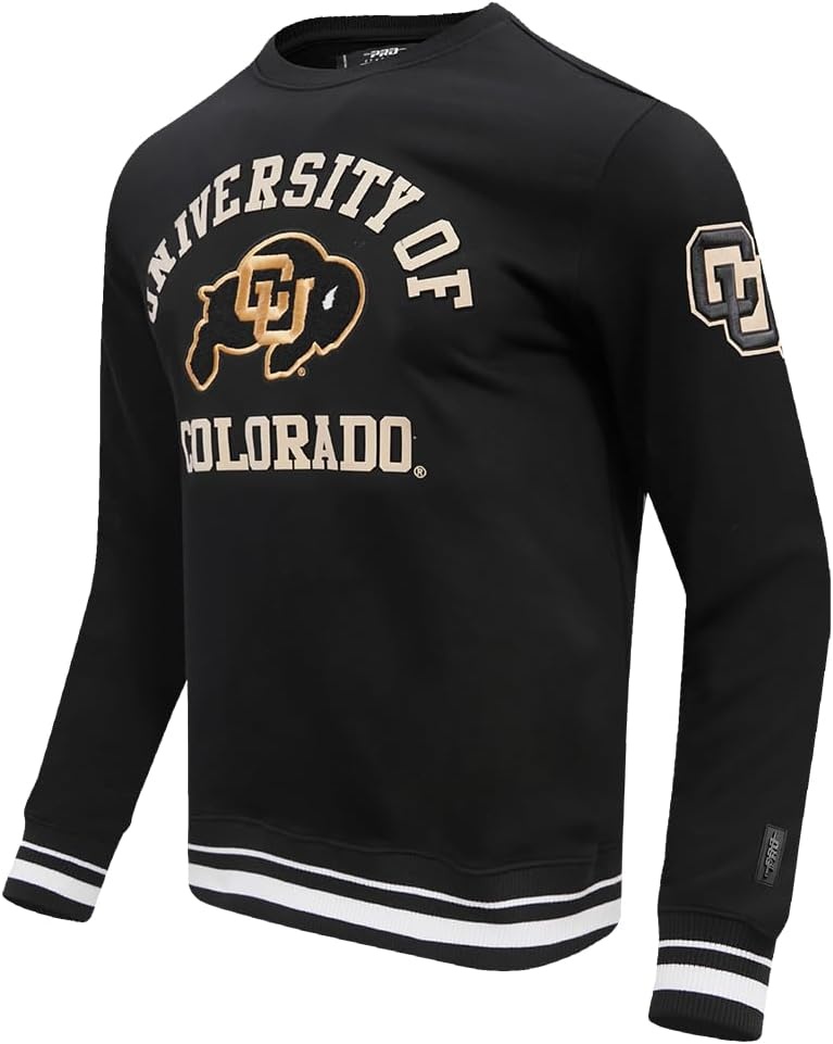 image:imagePro Standard NCAA mens Pro Standard Mens Classic Chenille Brushed Back French Terry Crewneck SweatshirtBlack