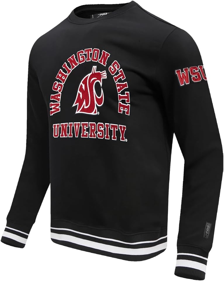 image:imagePro Standard NCAA mens Pro Standard Mens Classic Chenille Brushed Back French Terry Crewneck SweatshirtBlack