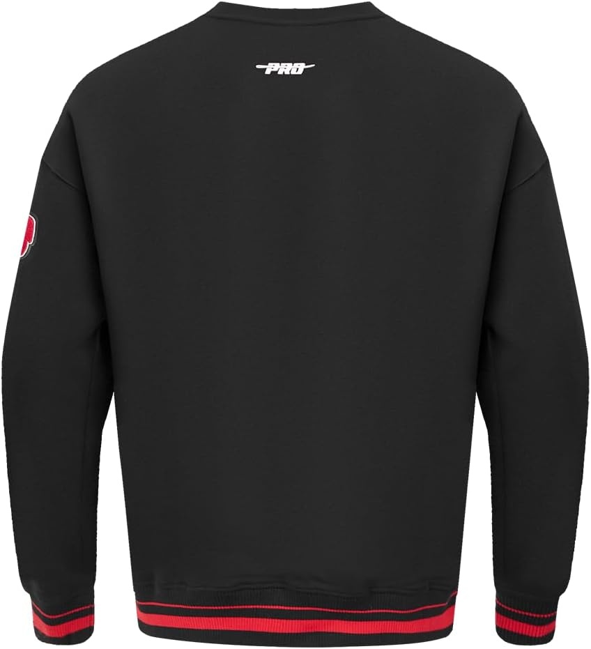 image:imagePro Standard NCAA mens Pro Standard Mens Classic Chenille Brushed Back French Terry Crewneck SweatshirtBlackRedBlack