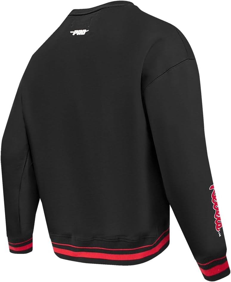 image:imagePro Standard NCAA mens Pro Standard Mens Classic Chenille Brushed Back French Terry Crewneck SweatshirtBlackRedBlack