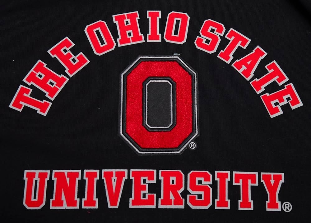 image:imagePro Standard NCAA mens Pro Standard Mens Classic Chenille Brushed Back French Terry Crewneck SweatshirtBlackRedBlack