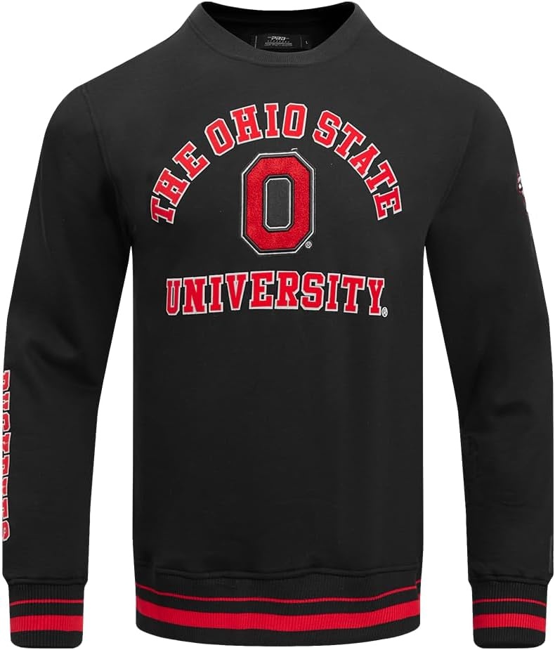 image:imagePro Standard NCAA mens Pro Standard Mens Classic Chenille Brushed Back French Terry Crewneck SweatshirtBlackRedBlack