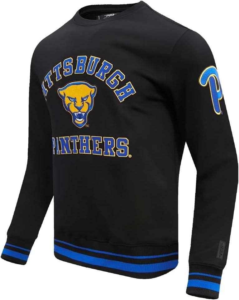 image:imagePro Standard NCAA mens Pro Standard Mens Classic Chenille Brushed Back French Terry Crewneck SweatshirtBlackRoyal BlueBlack