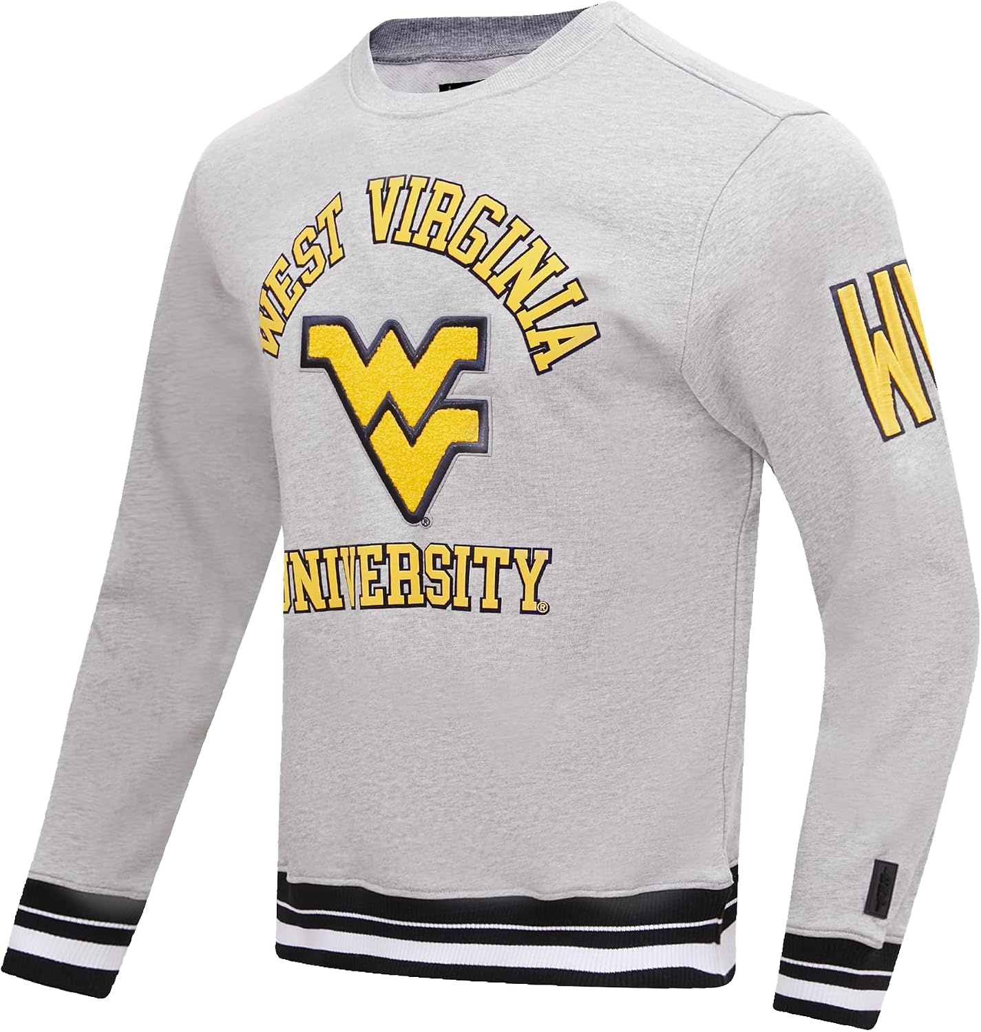 image:imagePro Standard NCAA mens Pro Standard Mens Classic Chenille Brushed Back French Terry Crewneck SweatshirtHeather GreyMidnight Navy