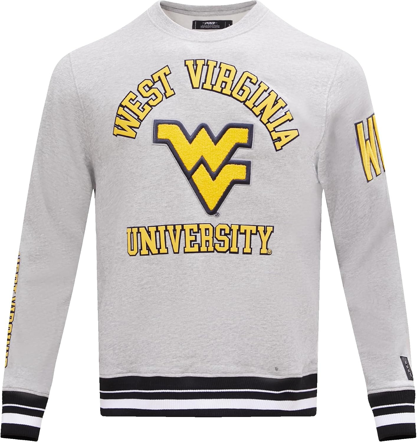 image:imagePro Standard NCAA mens Pro Standard Mens Classic Chenille Brushed Back French Terry Crewneck SweatshirtHeather GreyMidnight Navy