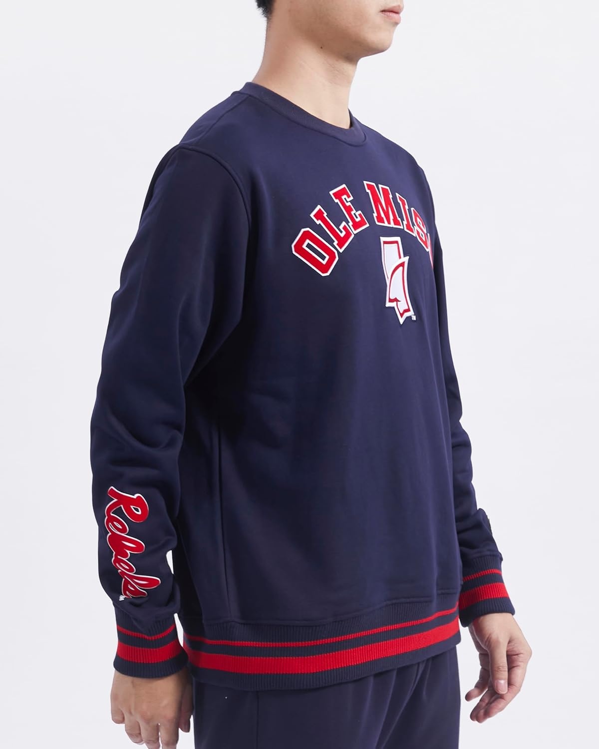 image:imagePro Standard NCAA mens Pro Standard Mens Classic Chenille Brushed Back French Terry Crewneck SweatshirtTeam Color