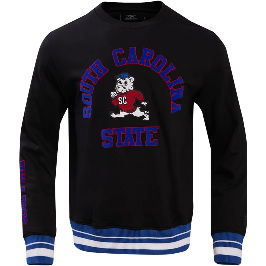 image:imagePro Standard NCAA mens Pro Standard Mens Classic Chenille Brushed Back French Terry Crewneck SweatshirtBlackDodger Blue