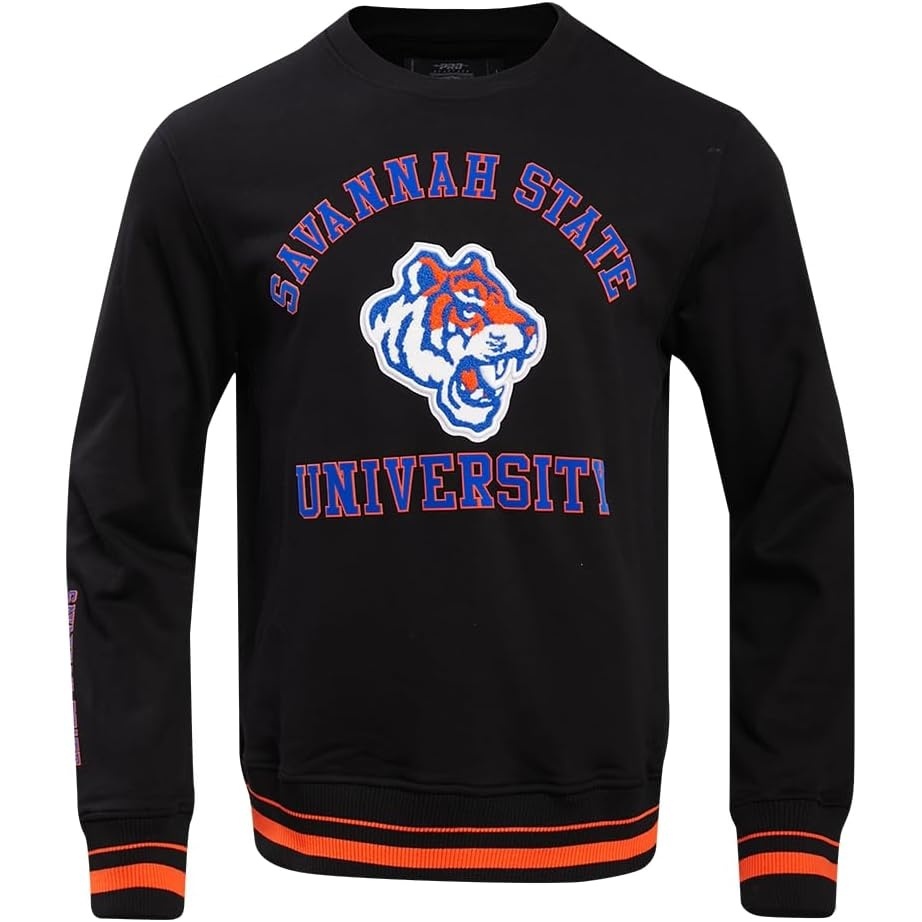 image:imagePro Standard NCAA mens Pro Standard Mens Classic Chenille Brushed Back French Terry Crewneck SweatshirtBlackOrange