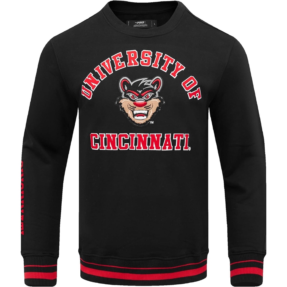 image:imagePro Standard NCAA mens Pro Standard Mens Classic Chenille Brushed Back French Terry Crewneck SweatshirtBlackRedBlack