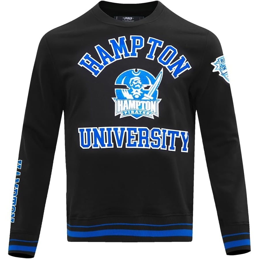 image:imagePro Standard NCAA mens Pro Standard Mens Classic Chenille Brushed Back French Terry Crewneck SweatshirtBlackRoyal BlueBlack