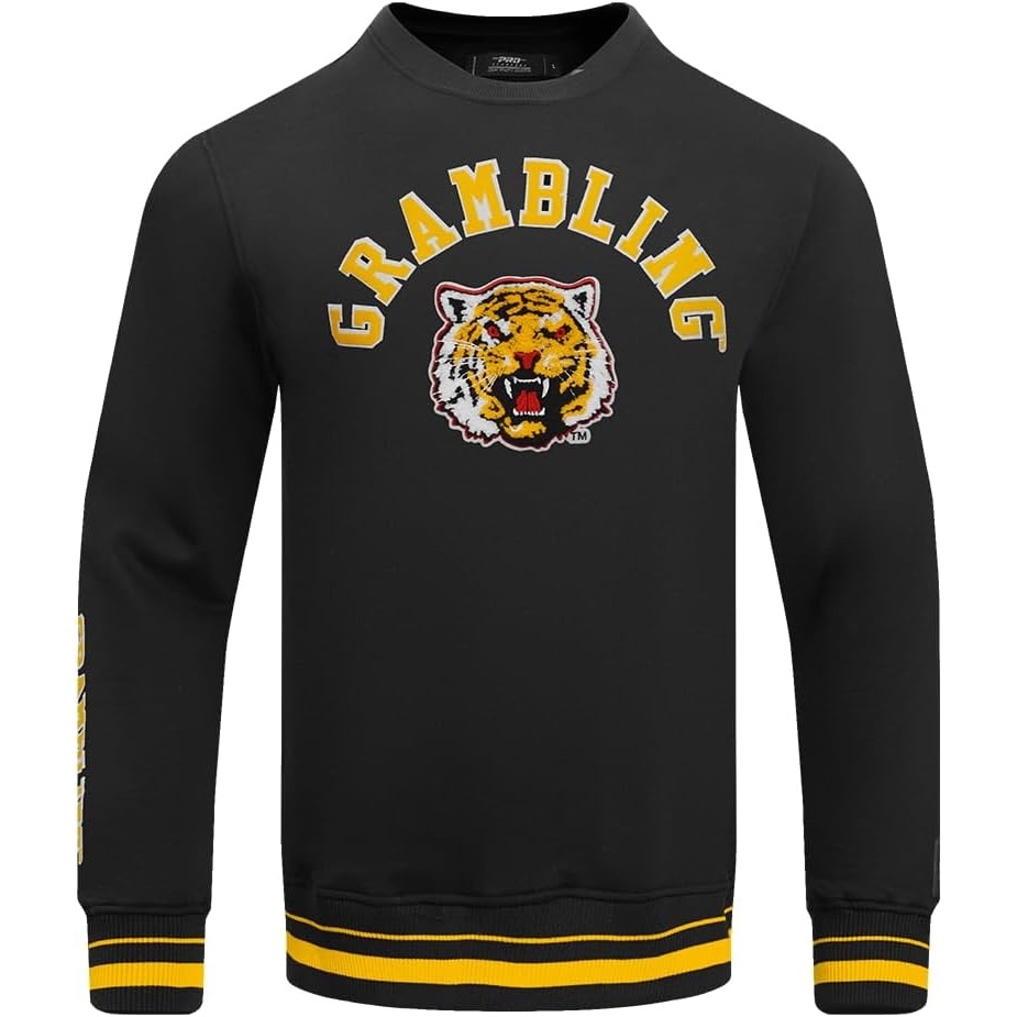 image:imagePro Standard NCAA mens Pro Standard Mens Classic Chenille Brushed Back French Terry Crewneck SweatshirtBlackYellow