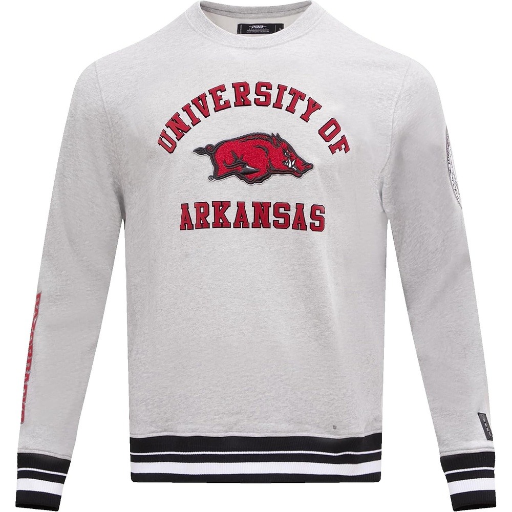 image:imagePro Standard NCAA mens Pro Standard Mens Classic Chenille Brushed Back French Terry Crewneck SweatshirtHeather GrayBlack
