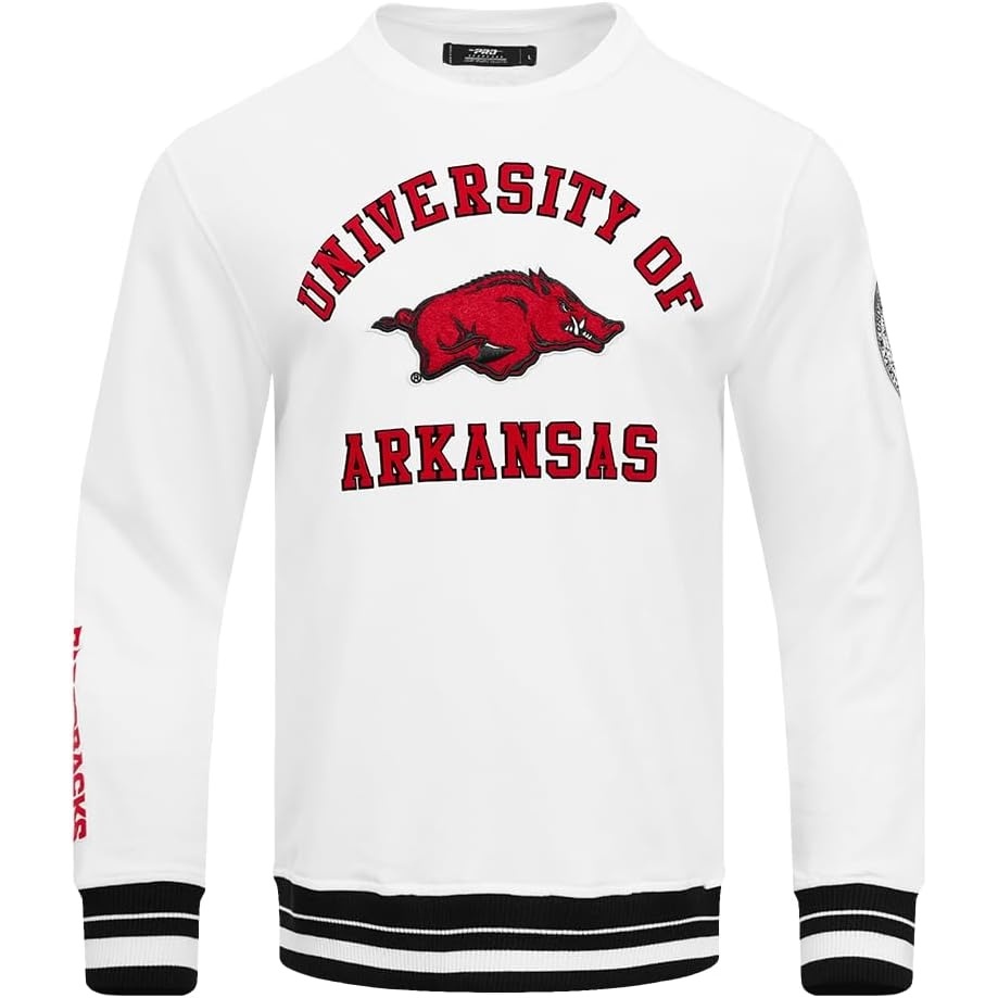 image:imagePro Standard NCAA mens Pro Standard Mens Classic Chenille Brushed Back French Terry Crewneck SweatshirtWhiteBlack