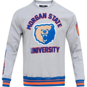 Pro Standard NCAA mens Pro Standard Mens Classic Chenille Brushed Back French Terry Crewneck Sweatshirt(Heather Grey/Royal/Orange)