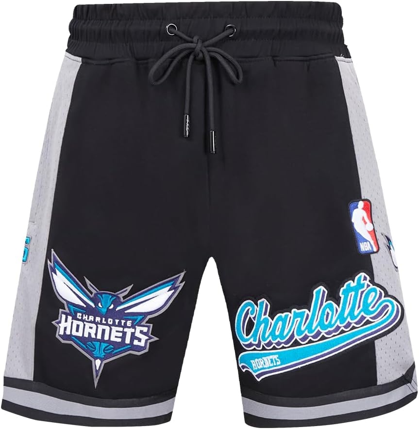 image:imagePro Standard NBA Mens Pro Standard Mens NBA Script Tail Cotton Double Knit Athletic ShortBlackGray