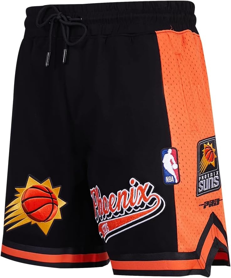 image:imagePro Standard NBA Mens Pro Standard Mens NBA Script Tail Cotton Double Knit Athletic ShortBlackOrange