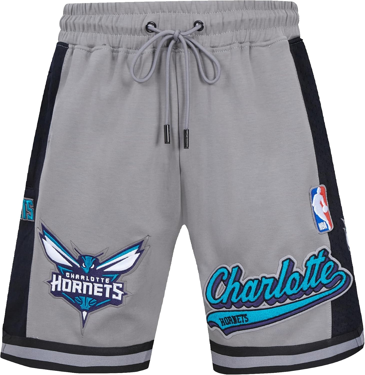 image:imagePro Standard NBA Mens Pro Standard Mens NBA Script Tail Cotton Double Knit Athletic ShortGrayBlack