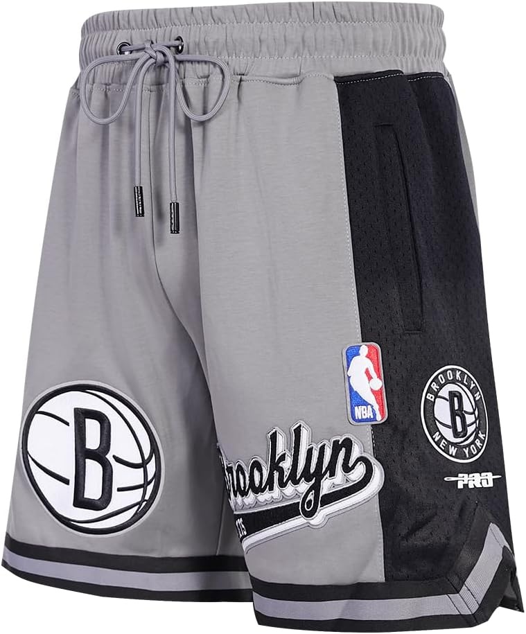 image:imagePro Standard NBA Mens Pro Standard Mens NBA Script Tail Cotton Double Knit Athletic ShortGrayBlack