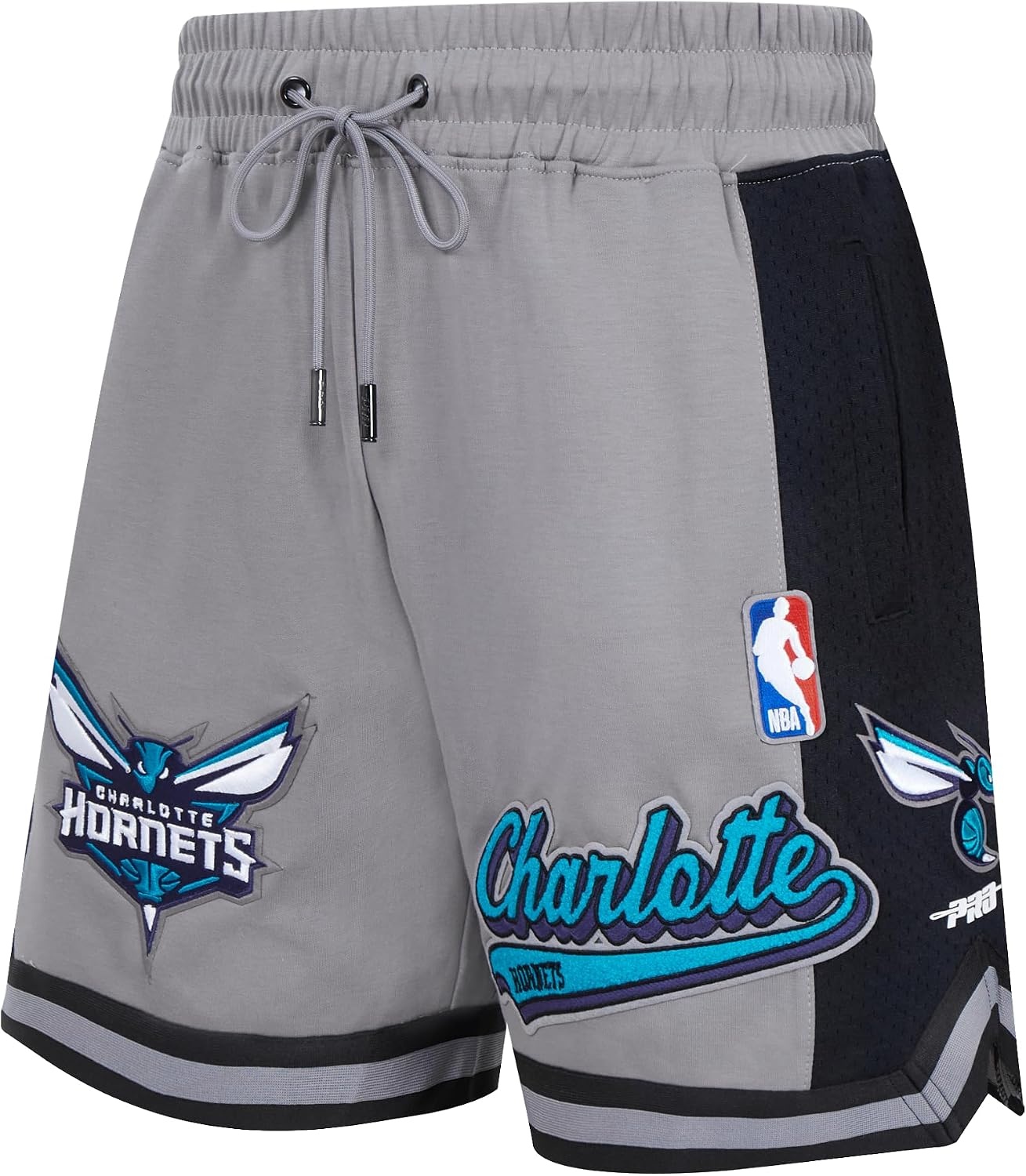 image:imagePro Standard NBA Mens Pro Standard Mens NBA Script Tail Cotton Double Knit Athletic ShortGrayBlack