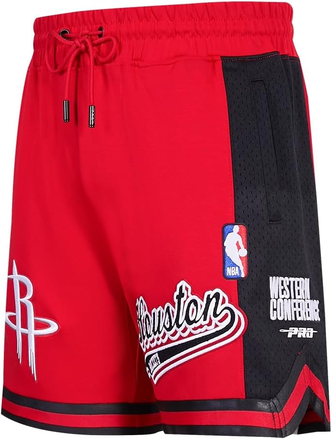 image:imagePro Standard NBA Mens Pro Standard Mens NBA Script Tail Cotton Double Knit Athletic ShortRedBlack