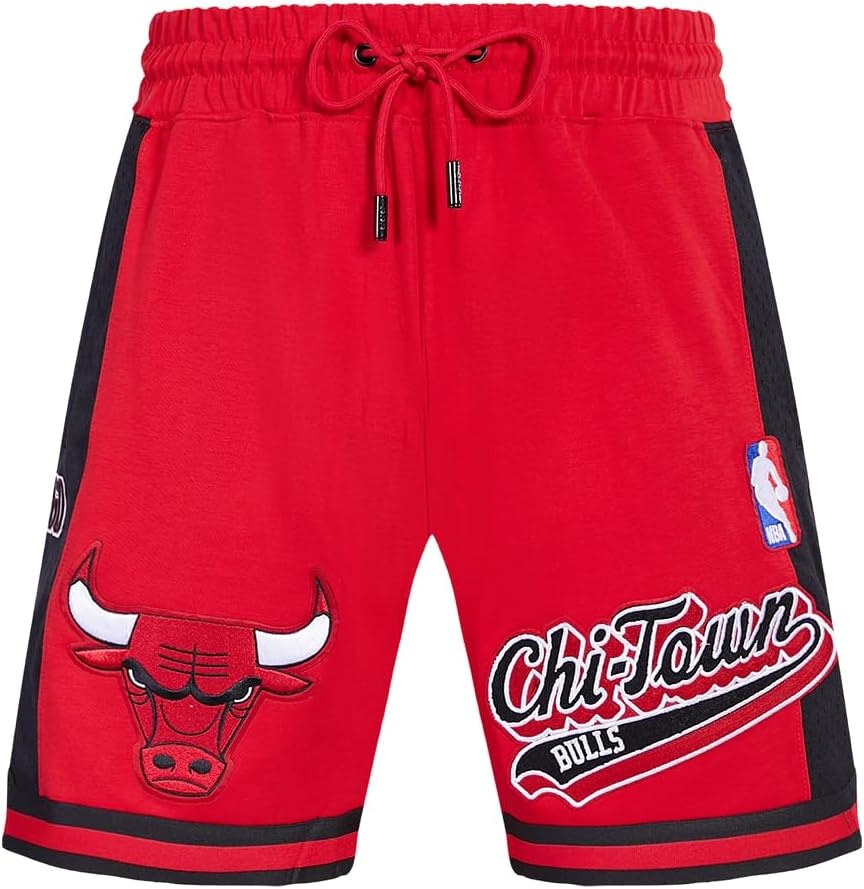 image:imagePro Standard NBA Mens Pro Standard Mens NBA Script Tail Cotton Double Knit Athletic ShortRedBlack