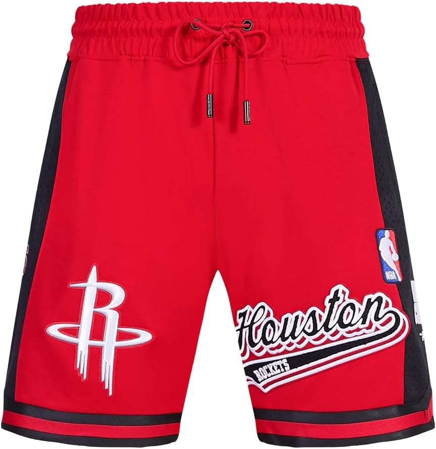 image:imagePro Standard NBA Mens Pro Standard Mens NBA Script Tail Cotton Double Knit Athletic ShortRedBlack