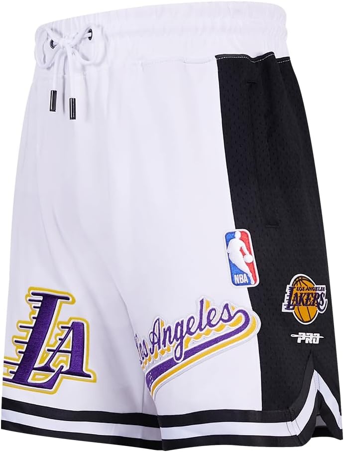 image:imagePro Standard NBA Mens Pro Standard Mens NBA Script Tail Cotton Double Knit Athletic ShortWhiteBlack