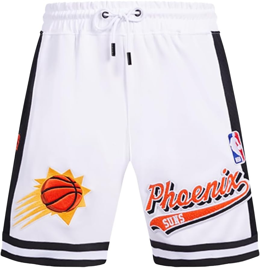 image:imagePro Standard NBA Mens Pro Standard Mens NBA Script Tail Cotton Double Knit Athletic ShortWhiteBlack