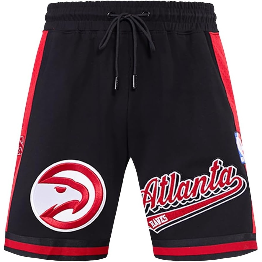 image:imagePro Standard NBA Mens Pro Standard Mens NBA Script Tail Cotton Double Knit Athletic ShortBlackRed