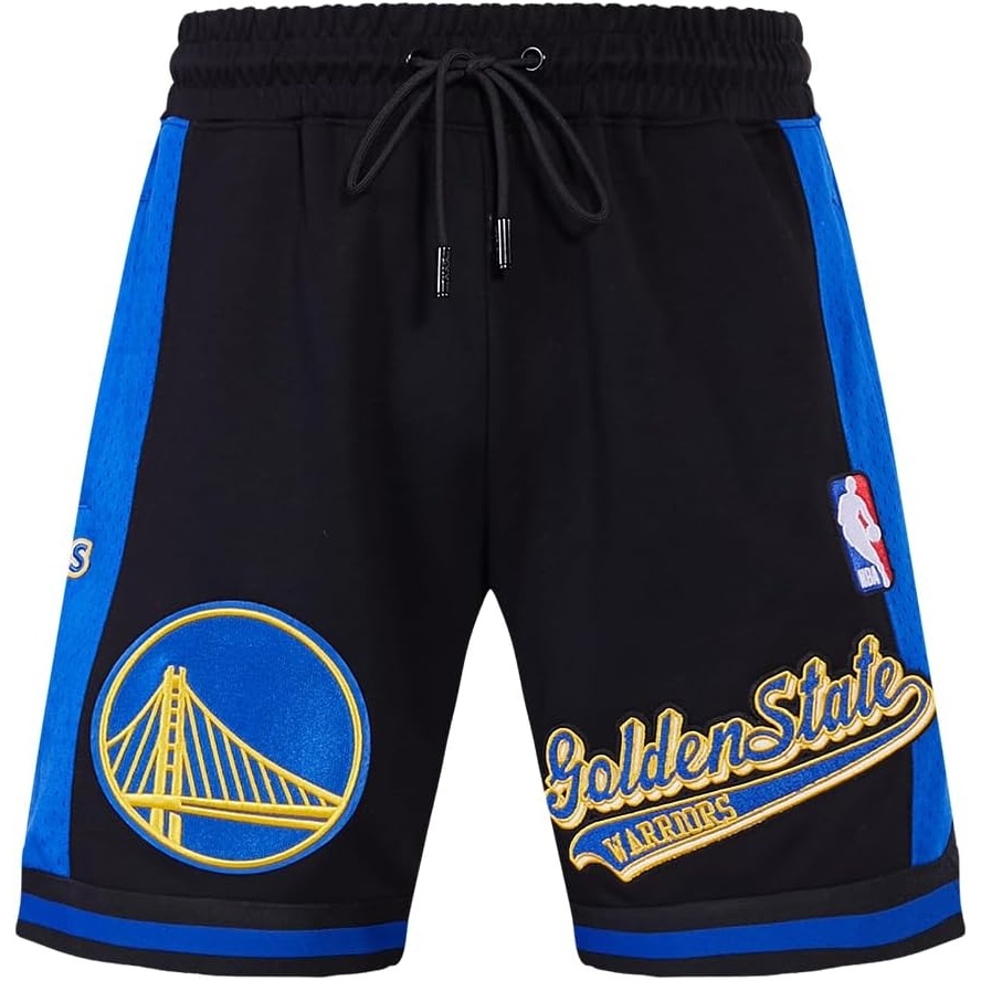 image:imagePro Standard NBA Mens Pro Standard Mens NBA Script Tail Cotton Double Knit Athletic ShortBlackRoyal BlueBlack