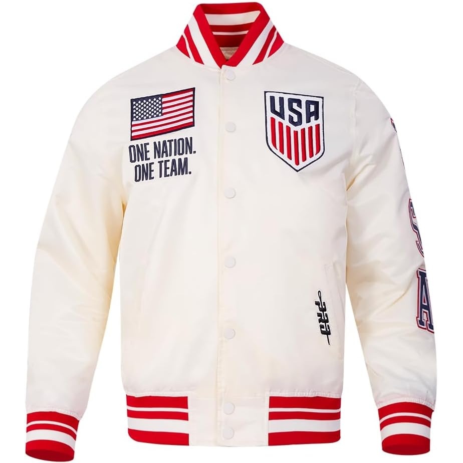 image:imagePro Standard Mens USSF Classic Chenille Ribbed Satin Jacket