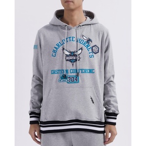 Pro Standard Mens NBA Classic Chenille Cotton Double Knit Pull Over Hoodie(Heather Gray/Black)